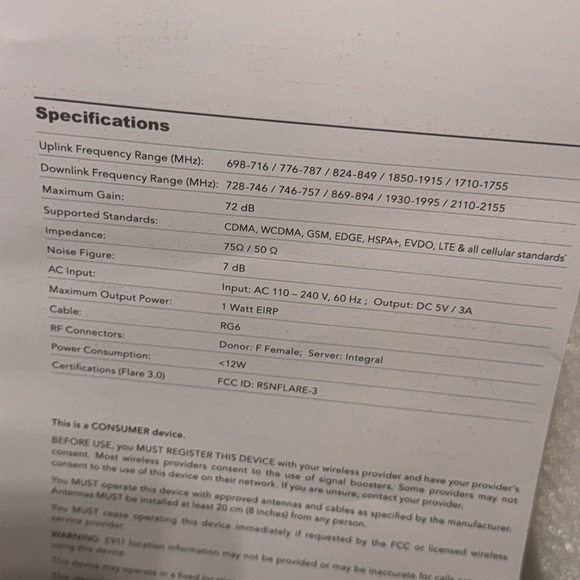NWT SURECALL FLARE OMNI ANTENNA CELLULAR SIGNAL AND DATA BOOSTER 2500 SQ FT - Picture 14 of 16